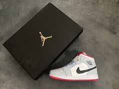 Jordan 1 Mid Half Blue Polka Dot Swoosh Reps Sneakers 555112-400