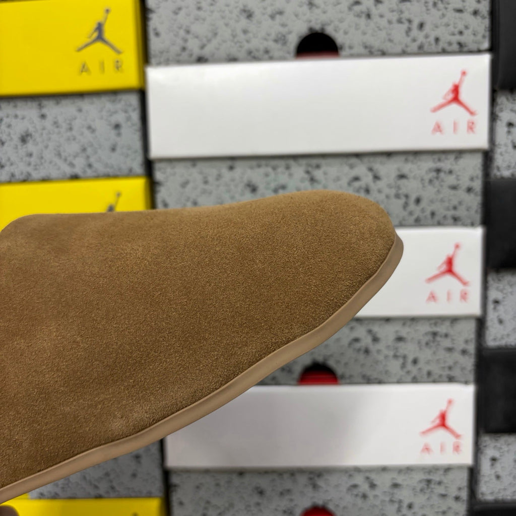 UGG Suede Mule – Women’s Backless Clog with Gold Chain Accent & Shearling Lining in Wheat