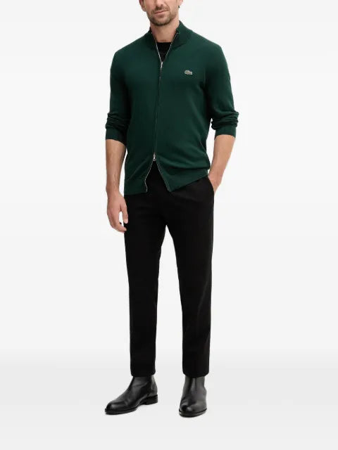 Lacoste zip-up logo-patch cardigan