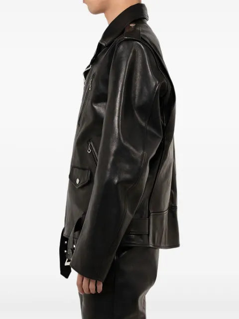 Maison MIHARA YASUHIRO zip-up belted leather jacket
