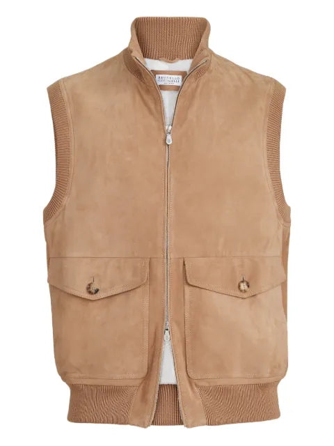 Brunello Cucinelli suede padded gilets