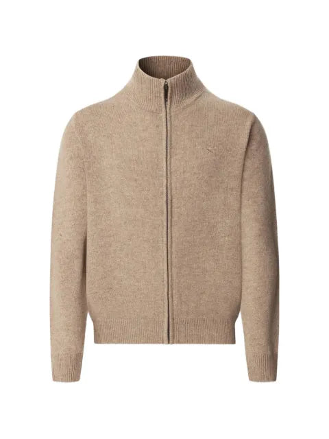 Hackett London zip ribbed knit cardigan