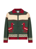 FOUND duck-intarsia zip-up cardigan