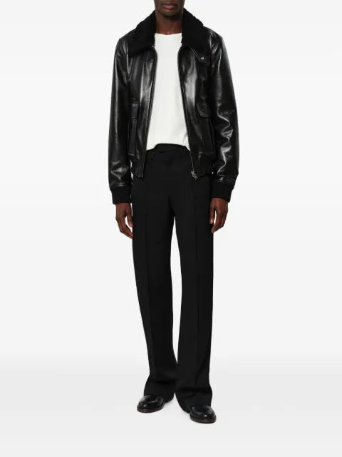MARANT Bowy fur-collar leather jacket
