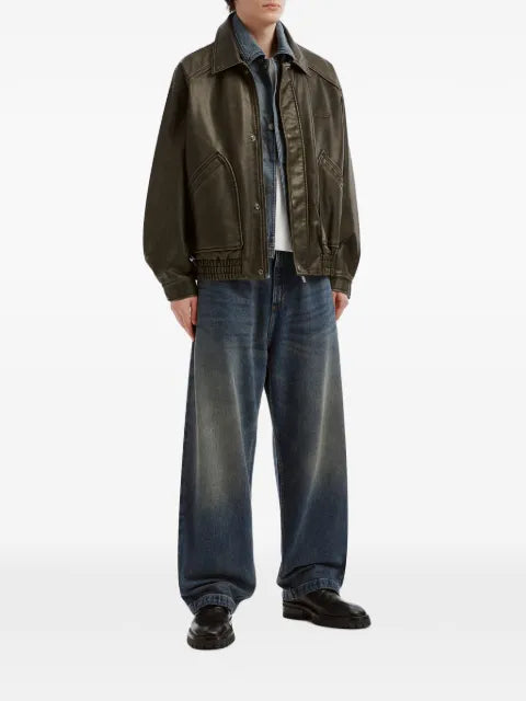 izzue logo-embossed bomber jacket