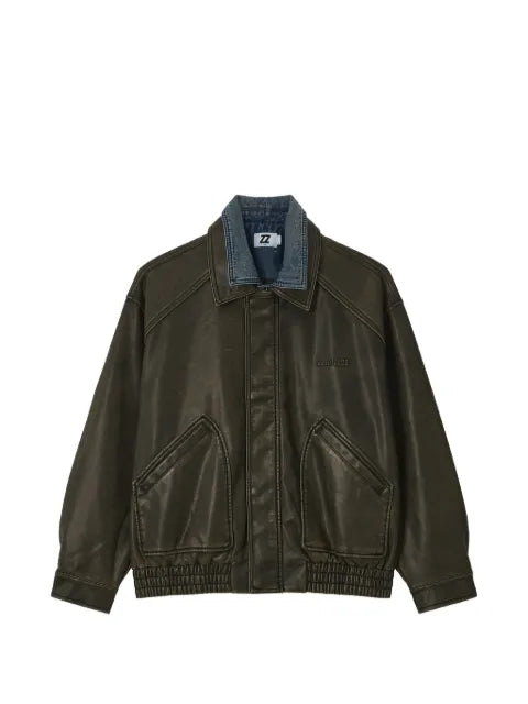 izzue logo-embossed bomber jacket