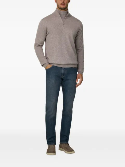 Boggi Milano roll-neck jumper quarter-zip merino-wool Cashwool® mouliné