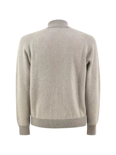 Peserico ribbed zip-up wool cardigan