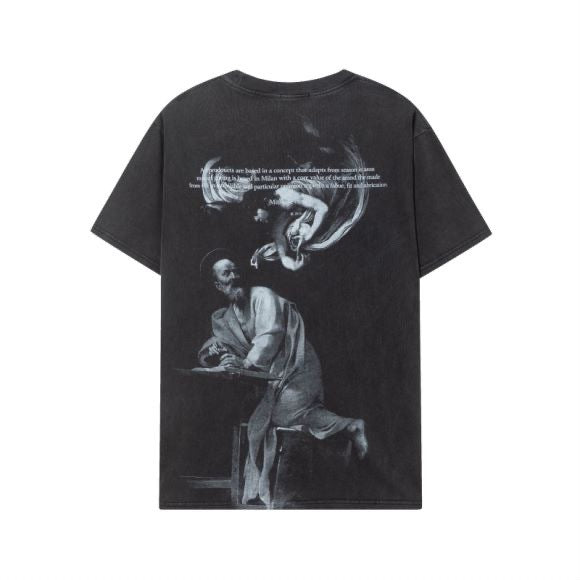 Off-White Washed Oil Painting Graphic Short Sleeve Crewneck T-Shirt