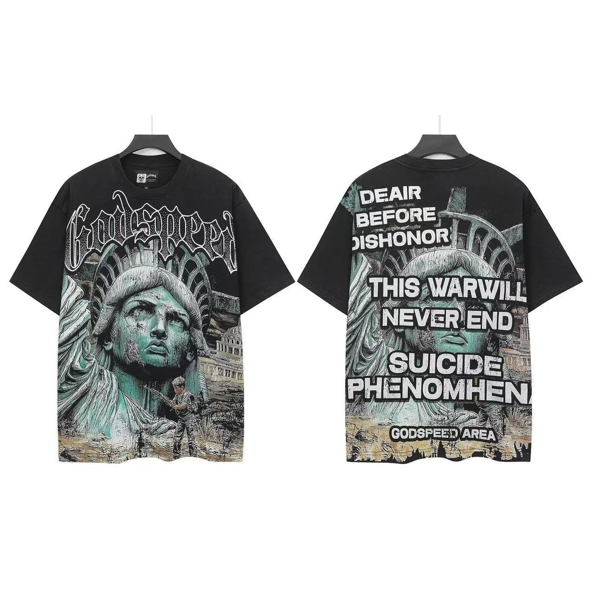 Godspeed Statue of Liberty Text-Back Graphic T-Shirt