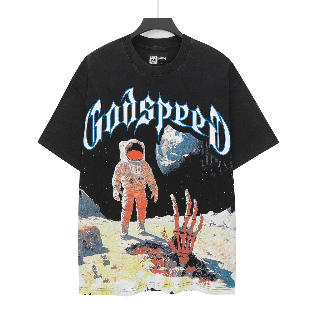 Godspeed Astronaut Back Print Washed Graphic T-Shirt