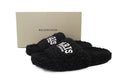 Balenciaga PARIS Label Furry Slides Black 654261 W2DO2 1001