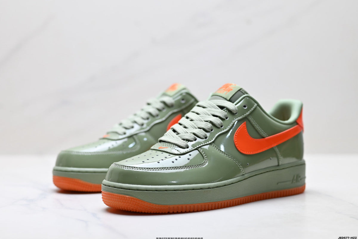 Nike Air Force 1 Low Sage Green Orange Unisex Sneakers Style 23