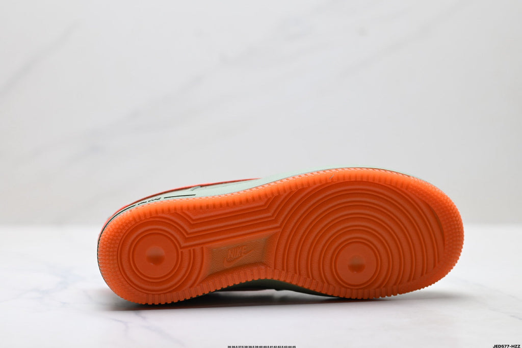 Nike Air Force 1 Low Sage Green Orange Unisex Sneakers Style 23