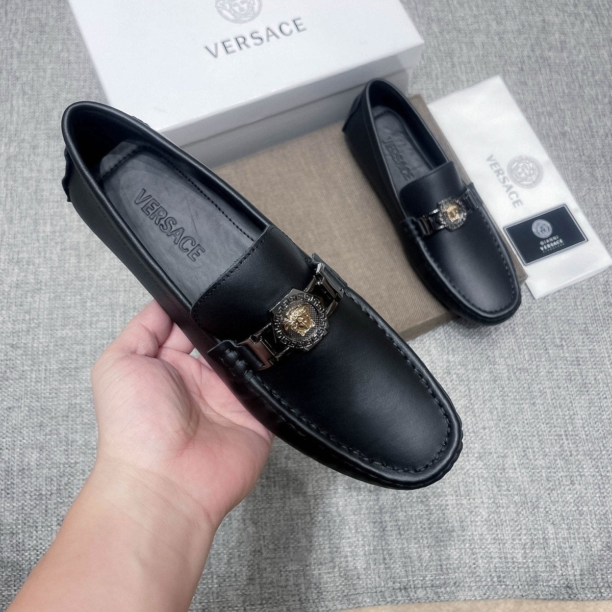 Versace Black Medallion Loafers