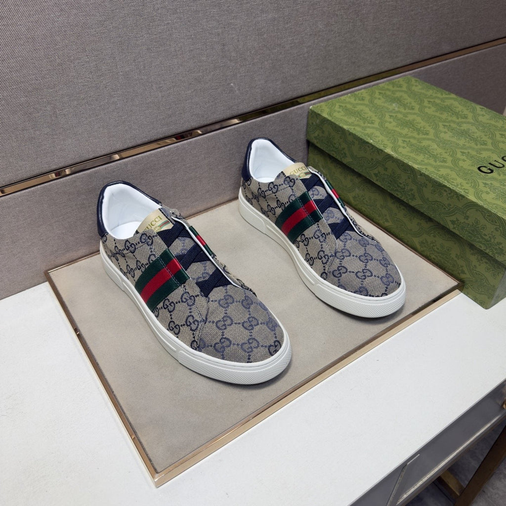 Gucci Men’s Monogram Web Slip-On Shoes