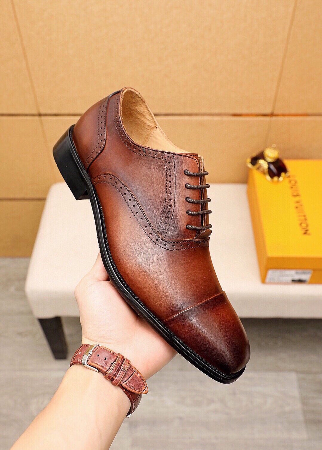 Louis Vuitton Cap-Toe Lace-Up Dress Shoes