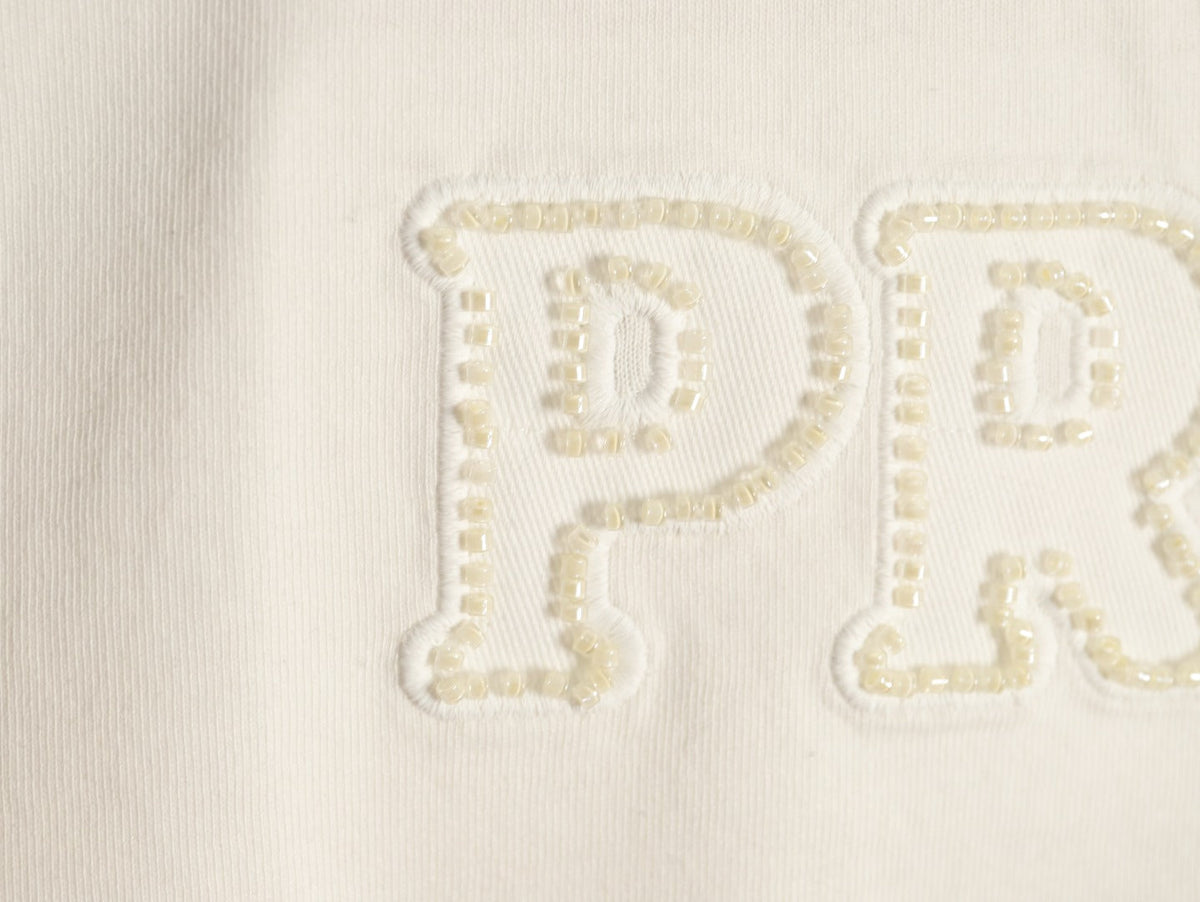 Prada Tonal Outlined Lettering T-Shirt - Off-White